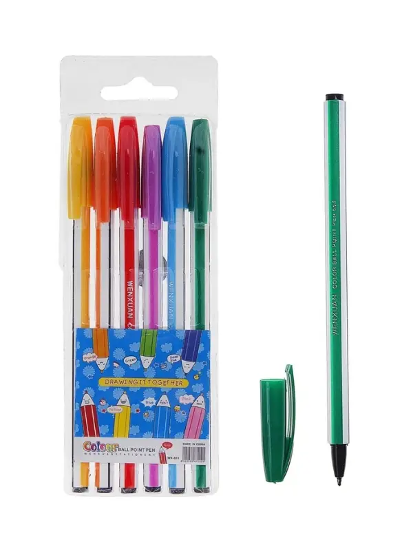 Набор шариковых ручек Calligrata &laquo;Полоски&raquo;, 6 цветов, корпус в стержня