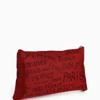 Набор простых косметичек 2 в 1 на молниях, с надписями, красный