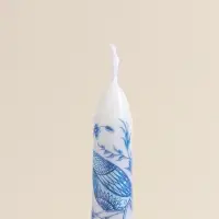 Набор свечей античных, 2,2х25 см, 2 шт "Птица и цветы" сине-белые 8х28х2,3 см