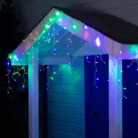 Гирлянда &laquo;Бахрома&raquo; 4&times;0.6 м, IP44, прозрачная нить, 180 LED, свечение мульти, 8 режимов, 220 В