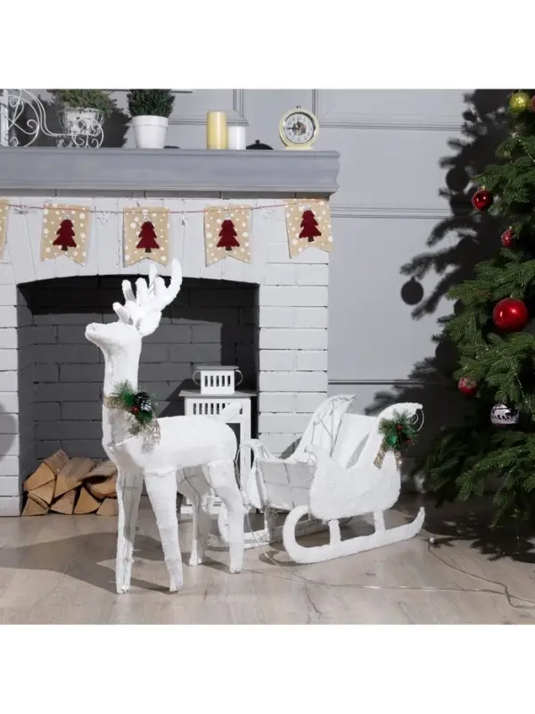 Светодиодная фигура &laquo;Олень&raquo;, 56&times;76&times;15 см, текстиль, металл, 220 В, свечение тёплое белое