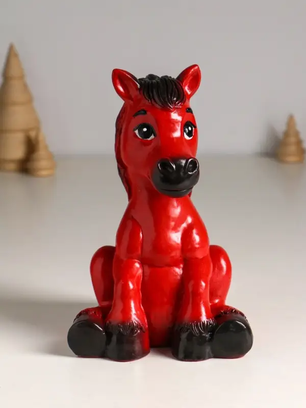 Копилка "Огненный конь" 20 см, красный