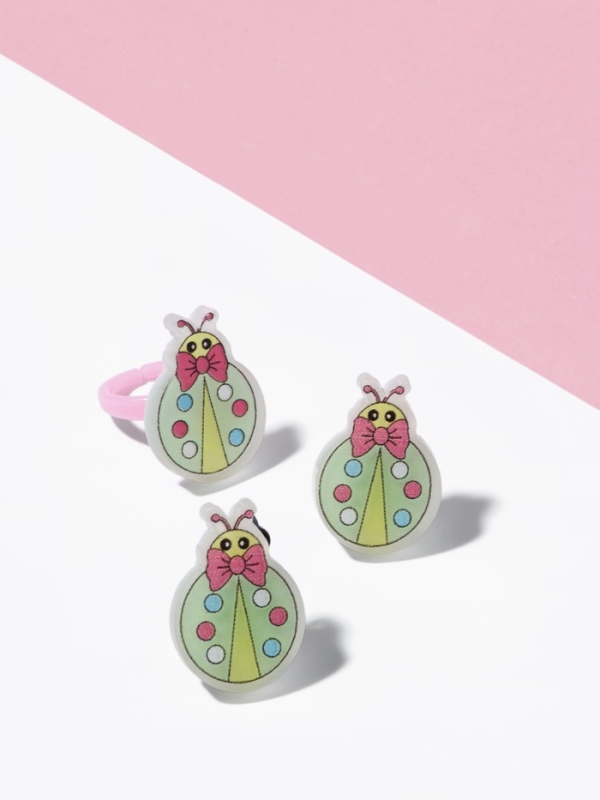 Набор детский Набор детский "Выбражулька" 2 предмета: клипсы, кольцо, божья коровка, цвет МИКС