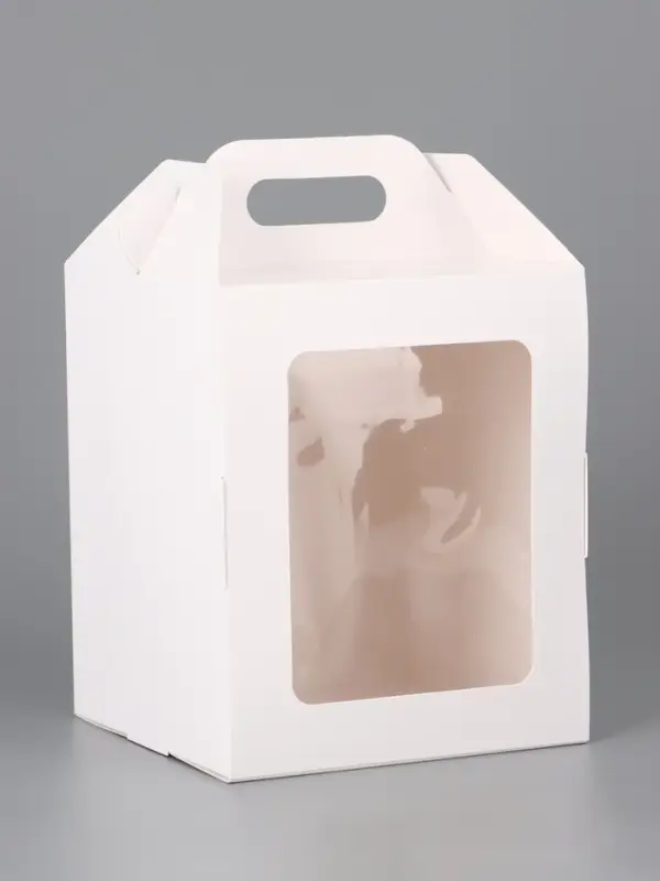 Коробка подарочная пасхальная с окном, белая, 15×15×18 см