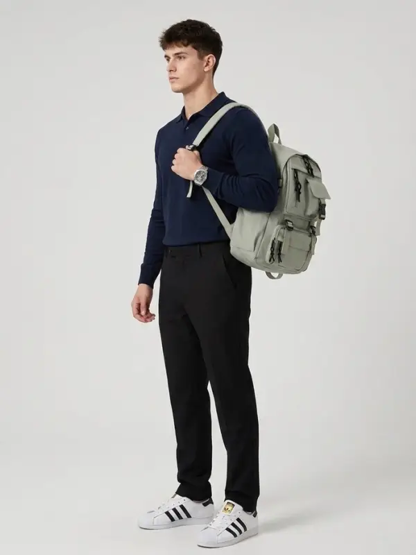 Рюкзак школьный, спортивный, однотонный, 1 отделение, 8 карманов, 31&times;12&times;42 см, зелёный