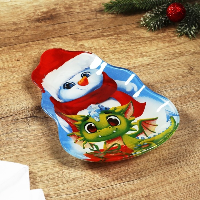 Тарелка снеговик «Дракоша», 13.4 х 20.5 см Тарелка снеговик «Дракоша», 13.4 х 20.5 см