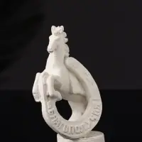 Фигура "Конь с подковой" 10х6х4 см, натуральный, гипс