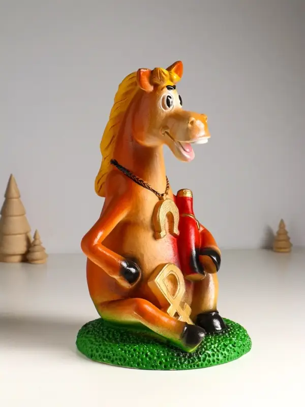 Копилка "Конь с подковой" 31х18,5х19 см, цветной, гипс