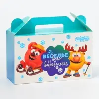 Подарочная коробка Новогодняя Подарочек малый «Смешарики» лицензия 17.5×7×10.5 см (+3.5 см).