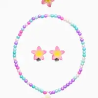 Набор детский &laquo;Выбражулька. Цветок&raquo;, 3 предмета: бусы, клипсы, кольцо безразмерное, разноцветный