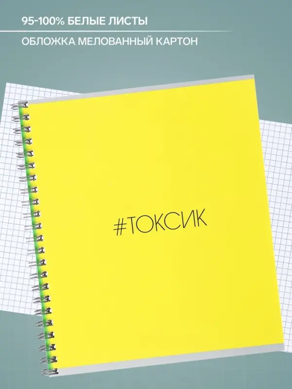 Тетрадь 48 листов в клетку на гребне &laquo;ТЕГИ&raquo;, обложка мелованный картон, МИКС