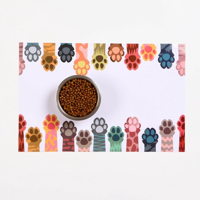 Коврик под миску  Коврик под миску "Пижон" 43 х 28 см "Кошачьи лапки"