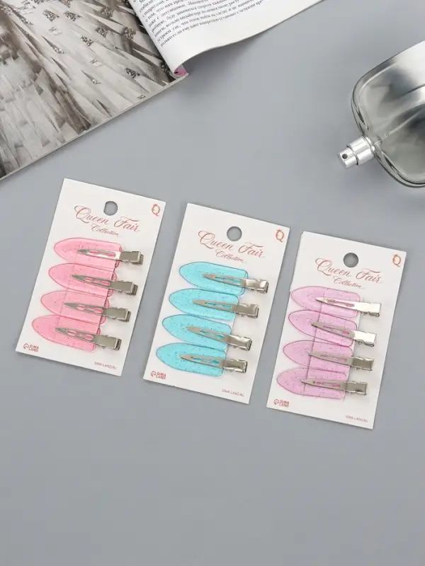 Зажим для волос "Милана" (набор 4 шт) 5,5 см, микс