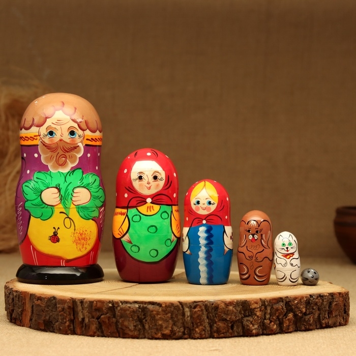 Матрёшка «Репка», сюжетная, 6 кукольная, 16 см, микс Матрёшка «Репка», сюжетная, 6 кукольная, 16 см, микс