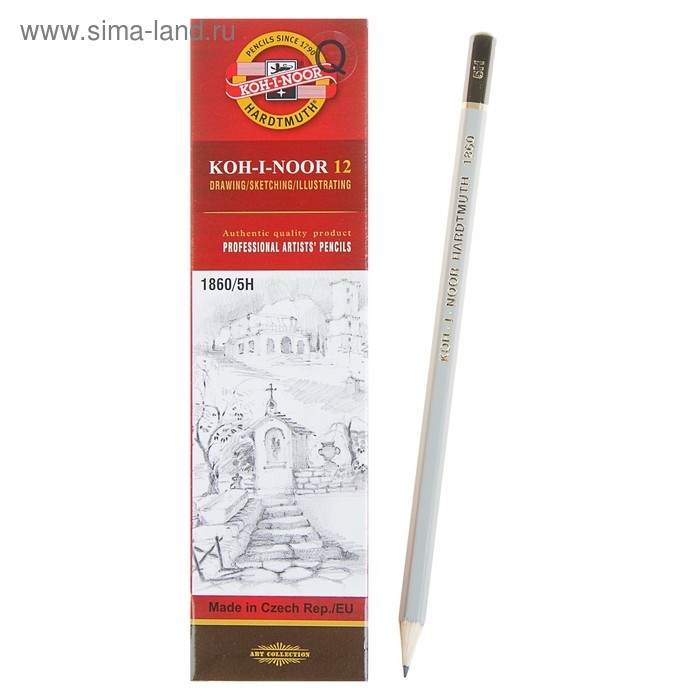 Карандаш чернографитный Koh-I-Noor 1860 5H Gold Star, профессиональный Карандаш чернографитный Koh-I-Noor 1860 5H Gold Star, профессиональный