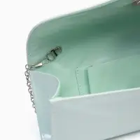 Сумка-клатч женская вечерняя на магните, на длинной цепочке, лаковая, однотонная, чёрная