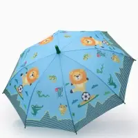 Зонт - трость детский &laquo;Животные&raquo;, полуавтоматический, R=43/50 см, d=86 см, голубой