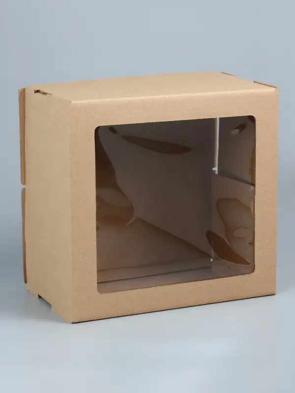 Кондитерская упаковка, с окном, крафт, 30&times;30&times;20 см