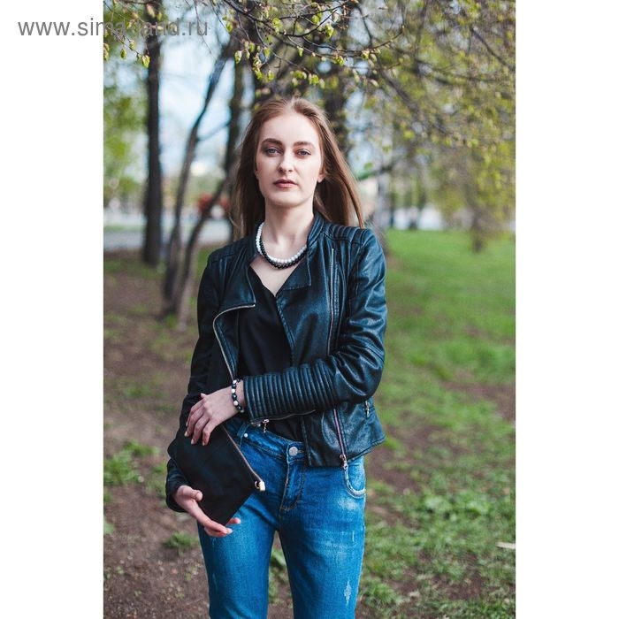 Бусы шар №8 через узел «Агат чёрный», 45см