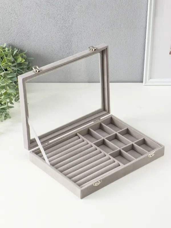 Шкатулка для украшений &laquo;Серый туман&raquo;, бархат, с замком, 5&times;20&times;28 см