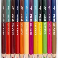 Карандаши 24цв, 12 шт, двусторон, Луч, дерево, заточ, трехгр, толстые, с точил, коробка, европодвес