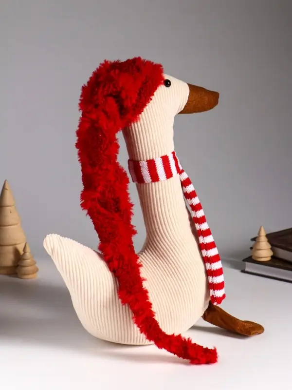 Кукла интерьерная "Гусь в длинном колпаке и полосатом шарфе" 28х11х70 см