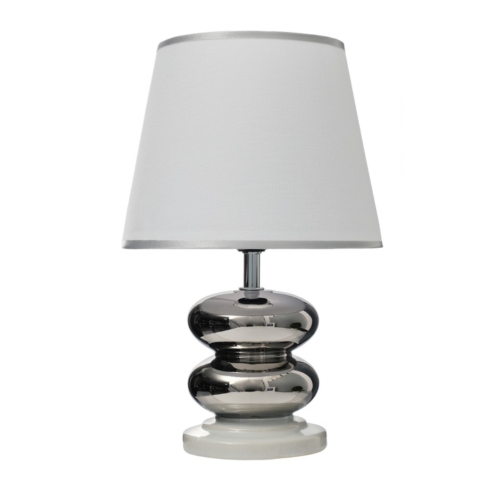 Настольная лампа с абажуром RISALUX «Роса», 1×40 Вт, Е27, белый/хром, 20×20×32 см Настольная лампа с абажуром RISALUX «Роса», 1×40 Вт, Е27, белый/хром, 20×20×32 см