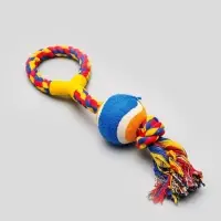 Игрушка канатная с ручкой и мячом, до 150 г, до 35 см, цвет МИКС