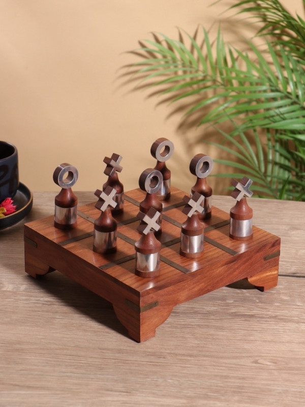 Настольная игра  Настольная игра "Крестики-нолики" 20х20 см, манговое дерево, алюминий