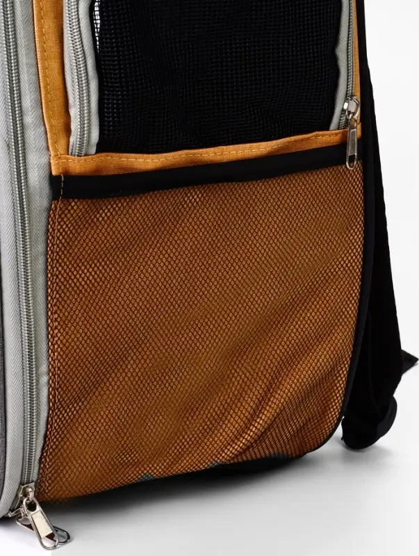 Рюкзак-переноска для кошек и собак, 30 х 21 х 41 см, серо-жёлтый