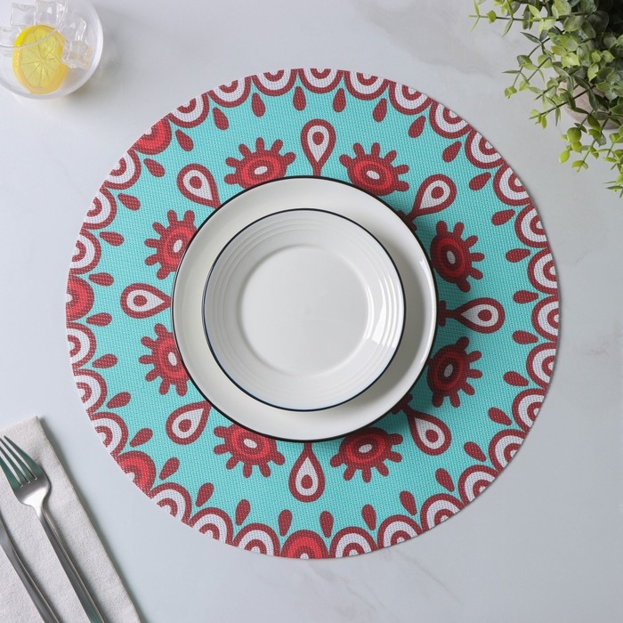 Салфетки сервировочные на стол Доляна «Колли», 4 шт, d=38 см, цвет бирюзовый Салфетки сервировочные на стол Доляна «Колли», 4 шт, d=38 см, цвет бирюзовый