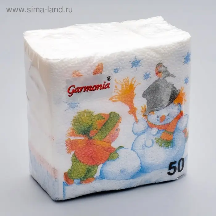 Салфетки новогодние бумажные &laquo;Снеговик и дети&raquo;, 24&times;24 см, 50 шт.