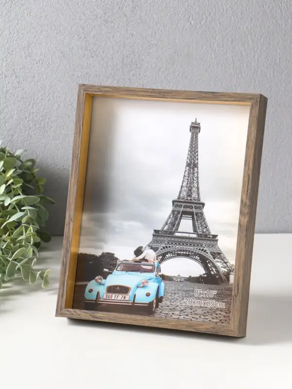 Фоторамка пластик 20х25 см "Ламберто" бежево-чёрный с золотом 26х21х3,5 см