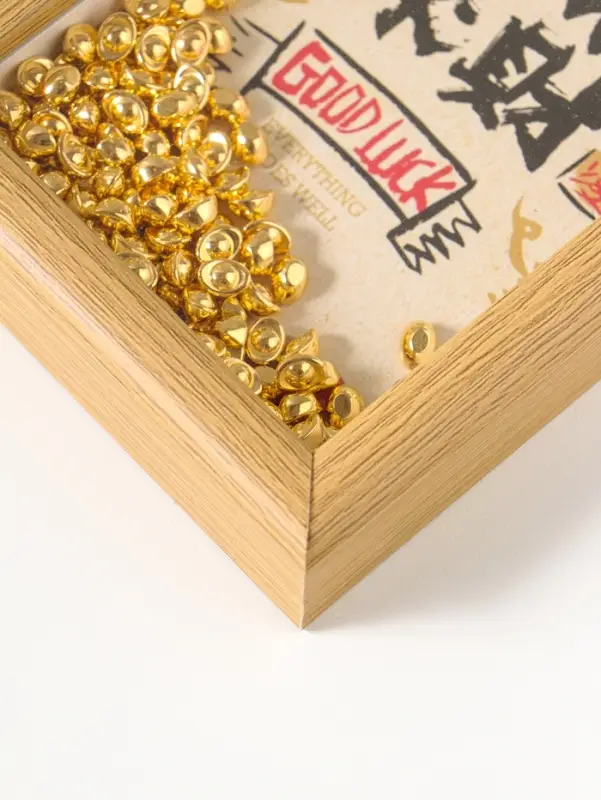 Настенный декор, панно в раме &laquo;Золотые слитки: Пожелание удачи&raquo;, 3&times;12.3&times;17.2 см