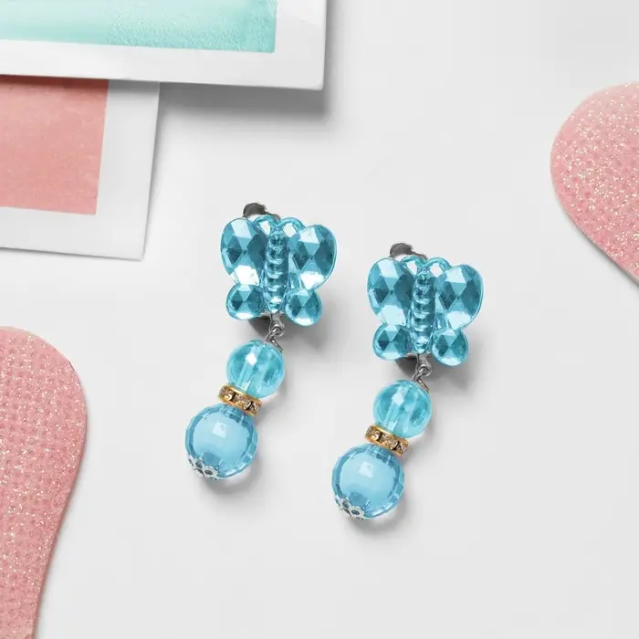 Серьги-клипсы детские &laquo;Выбражулька&raquo; бабочка с бусинами, цвет МИКС