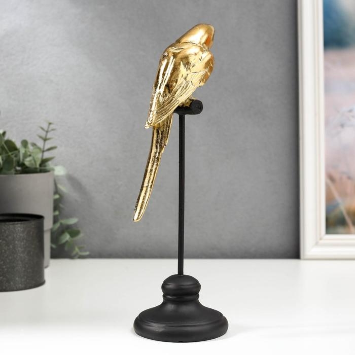 Сувенир полистоун Сувенир полистоун "Золотой попугай Ара на жёрдочке" 27,5х8,5х9 см