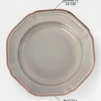 Тарелка глубокая Magistro Vintage, 420 мл, d=23 см, фарфор, серая