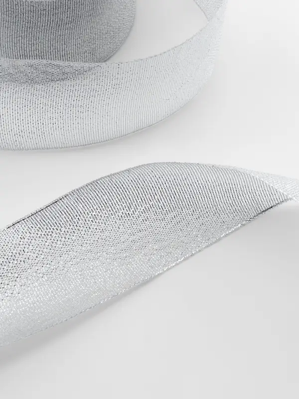 Лента парчовая, 50 мм, 23&plusmn;1 м, цвет серебряный