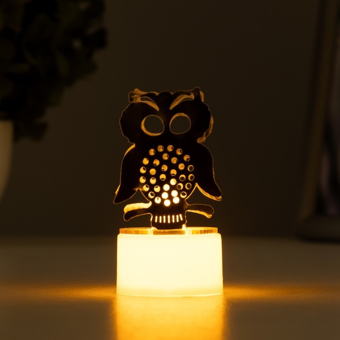 Ночник Ночник "Сова" LED от батареек 3хLR41 золото 3,5х3,5х6 см