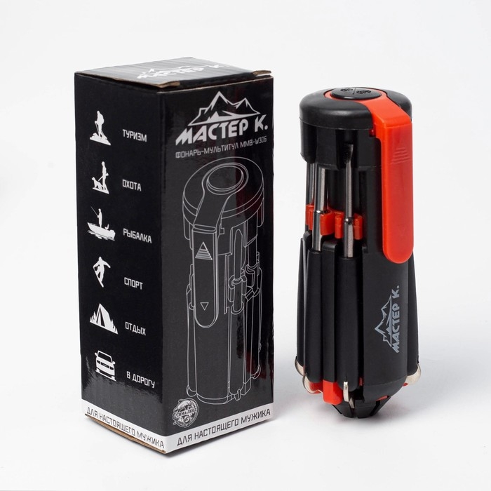 Фонарь многофункциональный, мультитул 8 в 1  Фонарь многофункциональный, мультитул 8 в 1 "Мастер К", 8 в 1, 6 LED, 3 Вт, 12 х 4 см, 3 ААА