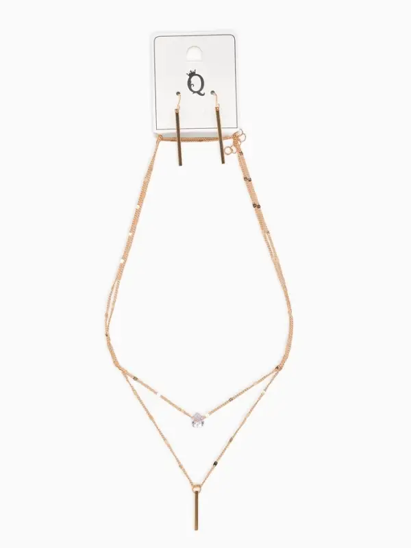 Набор 2 пред-та: серьги, колье Набор 2 пред-та: серьги, колье "Минимализм", 45/55см, цвет белый в золоте