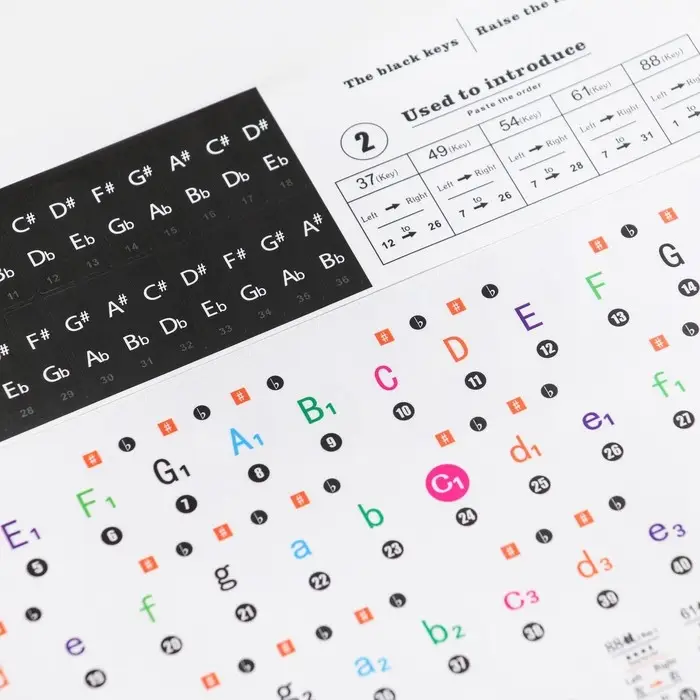 Наклейки на клавиши пианино, цветные Наклейки на клавиши пианино, цветные