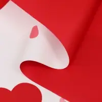 Пленка для цветов, "Сердца на белом", красная, 57х57 см