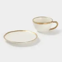 Чайная пара Magistro Poursephona, чашка 250 мл, блюдце d=16 см, фарфор, белая