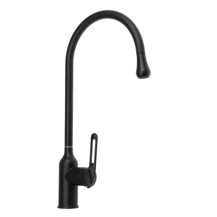 Смеситель для кухни ZEIN Z3743, &laquo;капелька&raquo;, однорычажный, высота излива 26 см, черный