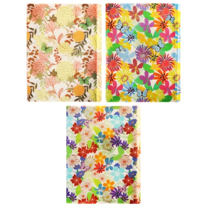 Папка с 30 вкладышами Calligrata Папка с 30 вкладышами Calligrata "Цветы" А4, пластик, 400 мкм, МИКС