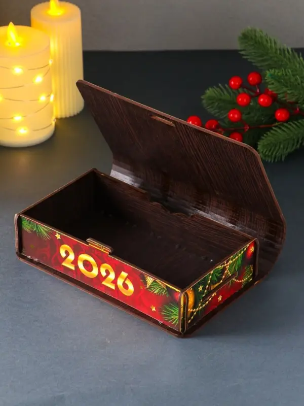 Книга-шкатулка новогодняя черный конь с часами "С Новым годом!".