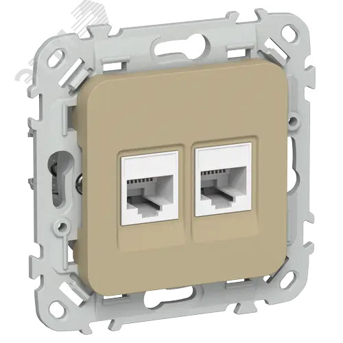 FLITE Розетка 2-местная компьютерная RJ45 категория 5Е UTP РК5е-2-0-ФлХ хаки IEK