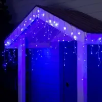 Гирлянда &laquo;Бахрома&raquo; 4&times;0.6 м, IP44, прозрачная нить, 180 LED, свечение синее, 8 режимов, 220 В