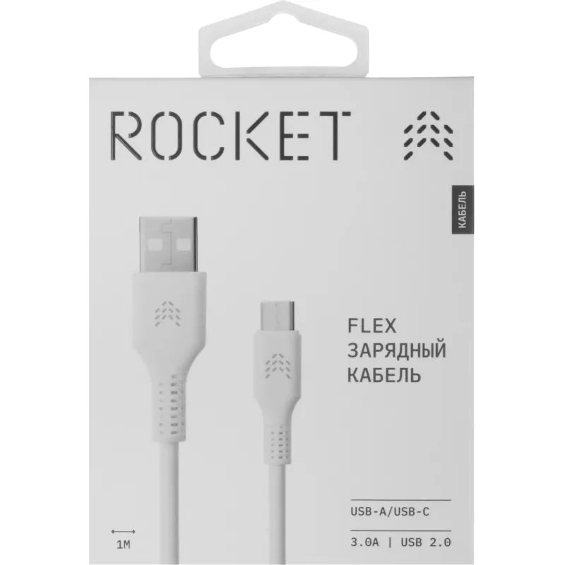 Кабель зарядный Rocket Flex оплётка TPE USB-A/USB-C 1м,бел(RDC508WH01FL-AC)